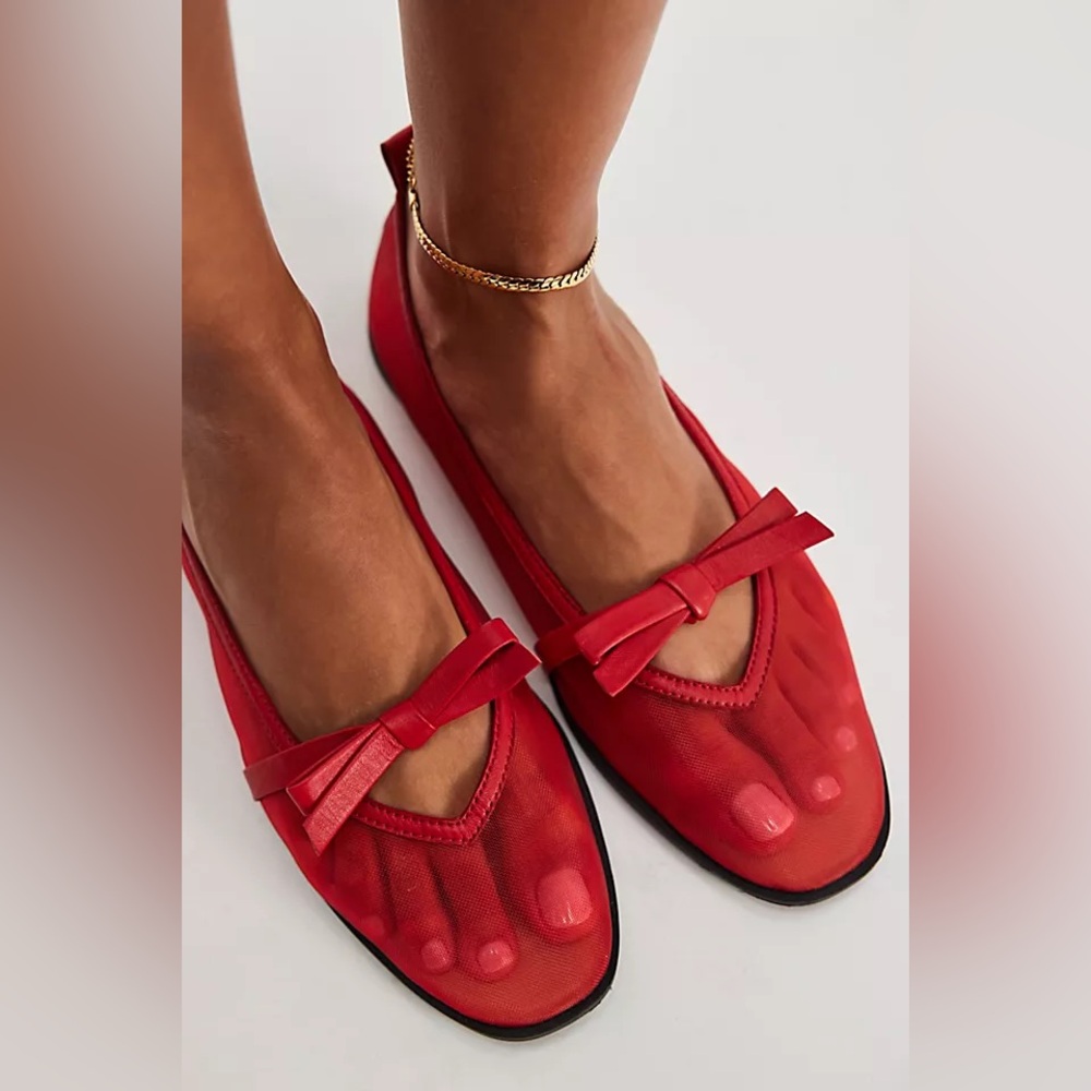 Free People Red Bow Ballet Flats